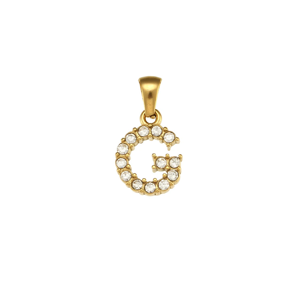 Collier Charm Zircon / Pearl Letter