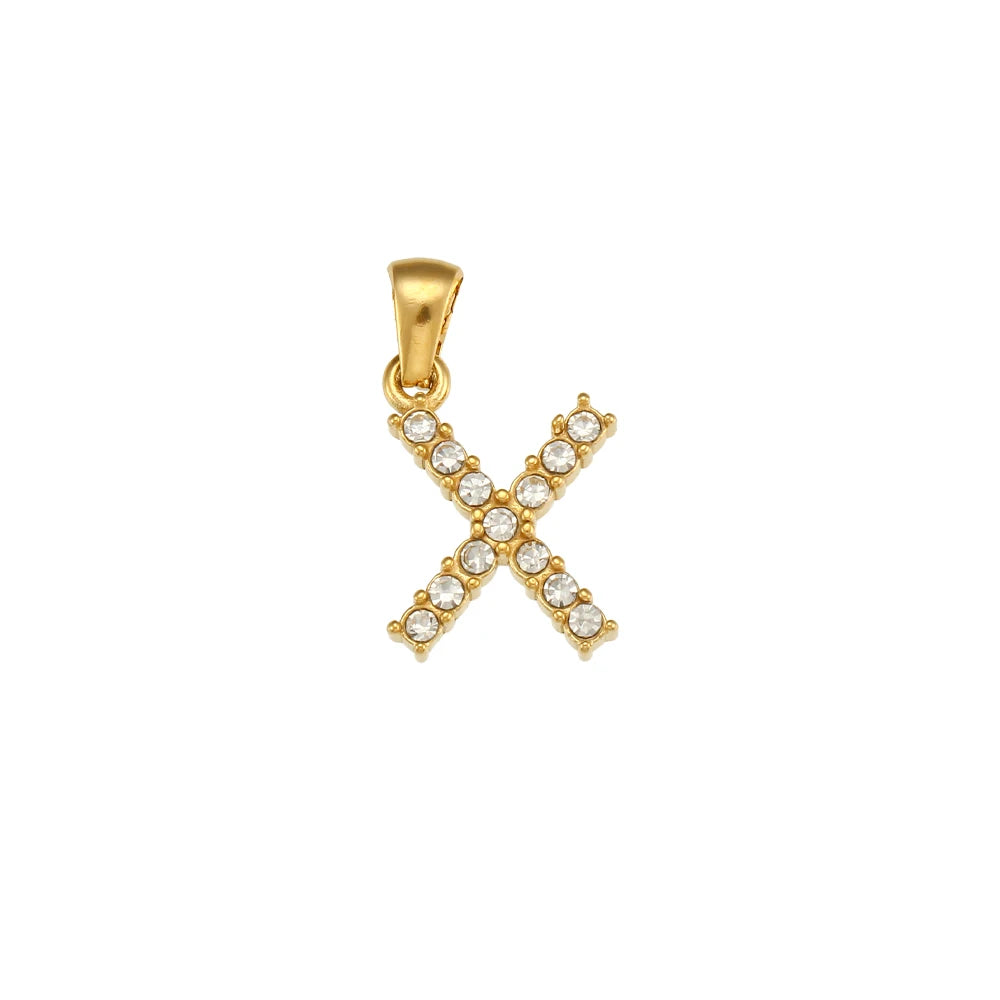 Collier Charm Zircon / Pearl Letter