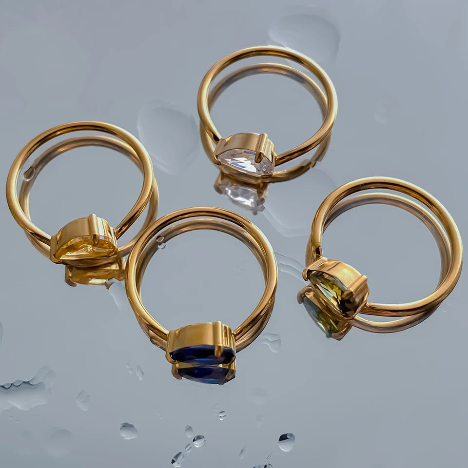 Drop Shaped Birthstone Ring