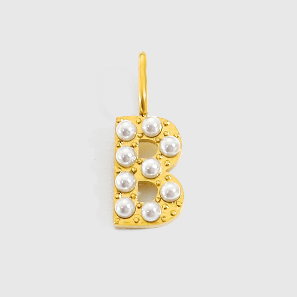vegan Letter Pearl Charm