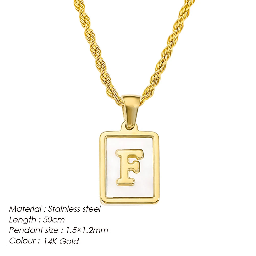 Rope Chain White Shell Uppercase Initials