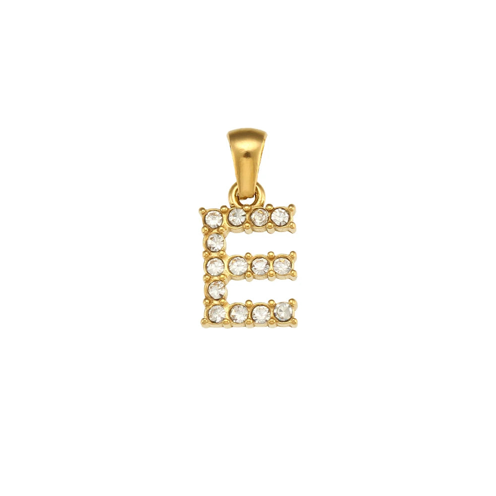 Collier Charm Zircon / Pearl Letter