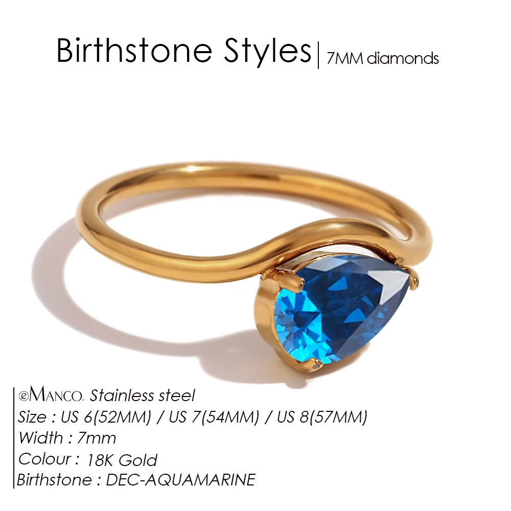 Drop Shaped Birthstone Ring