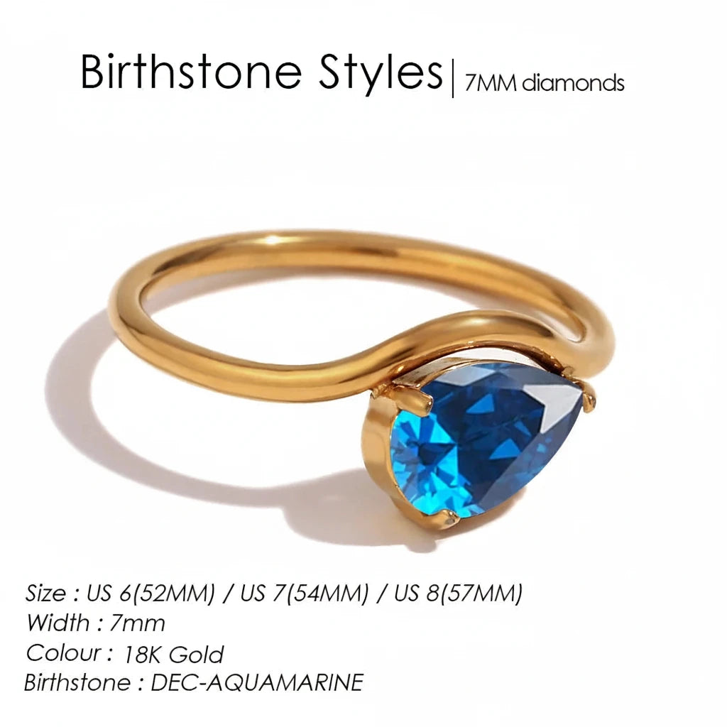 Drop Shaped Birthstone Ring