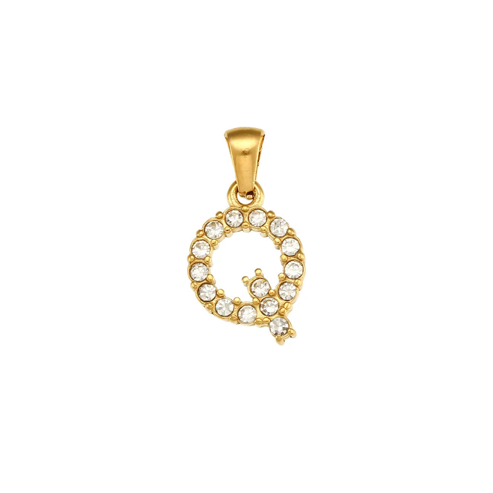 Collier Charm Zircon / Pearl Letter