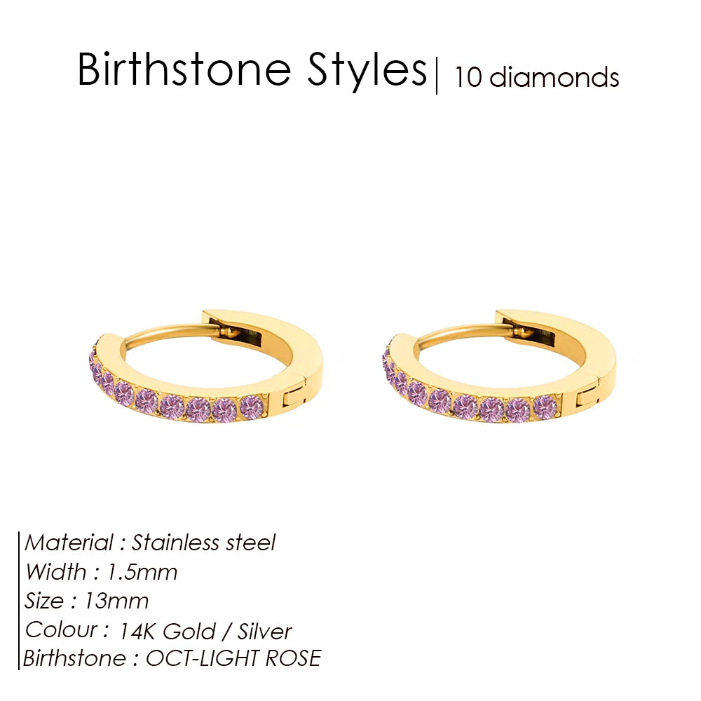 Shiny Minimalist Huggie Birthstone
