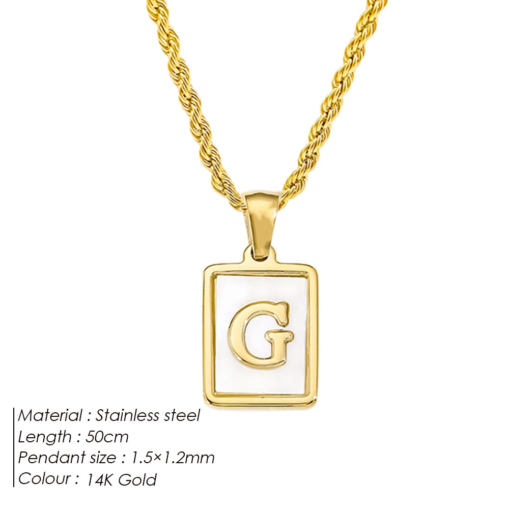 Rope Chain White Shell Uppercase Initials