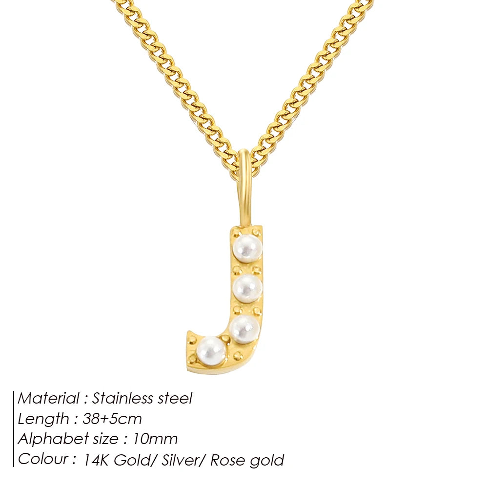 vegan Letter Pearl Charm Kette