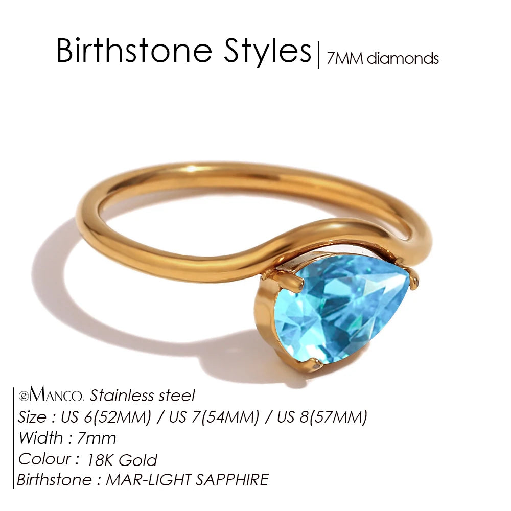 Drop Shaped Birthstone Ring