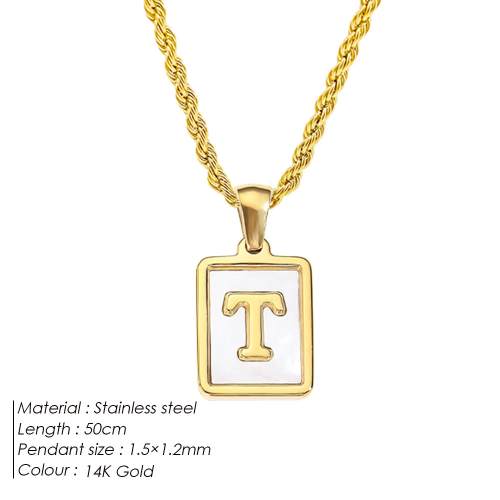 Rope Chain White Shell Uppercase Initials