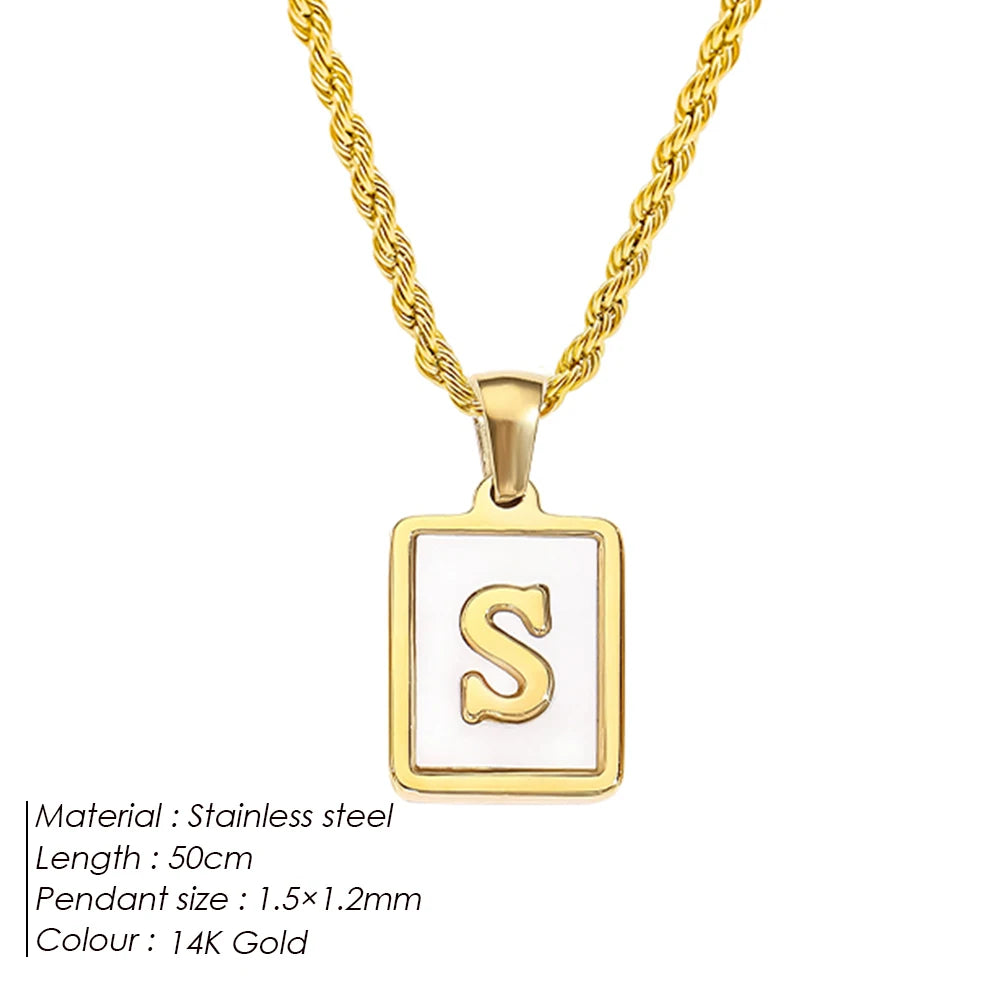 Rope Chain White Shell Uppercase Initials