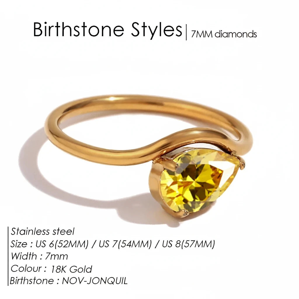 Drop Shaped Birthstone Ring