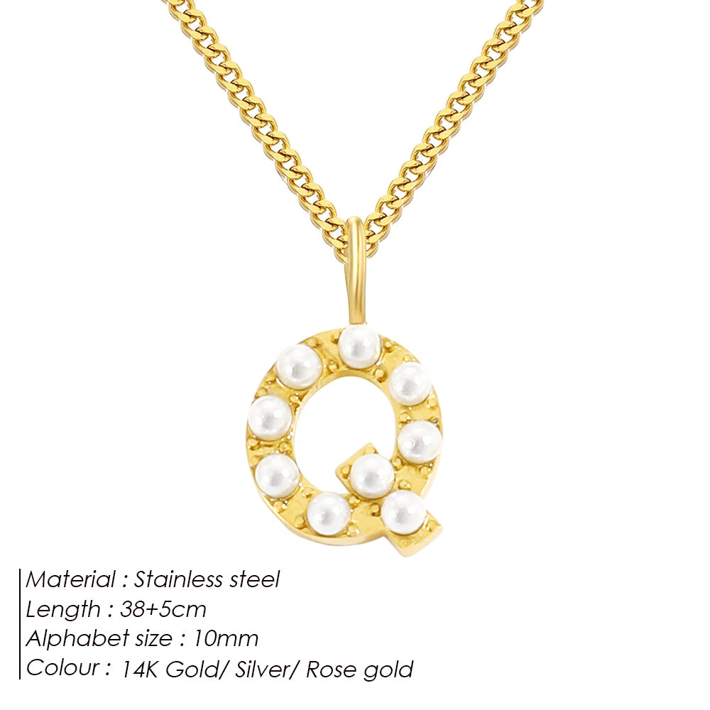 vegan Letter Pearl Charm Kette