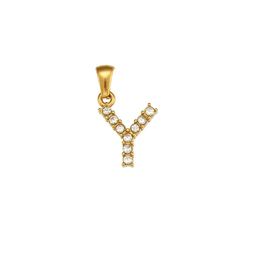 Collier Charm Zircon / Pearl Letter