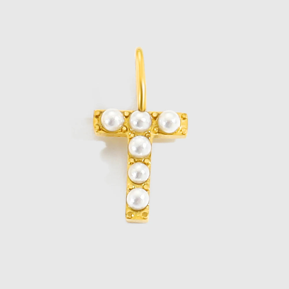 vegan Letter Pearl Charm