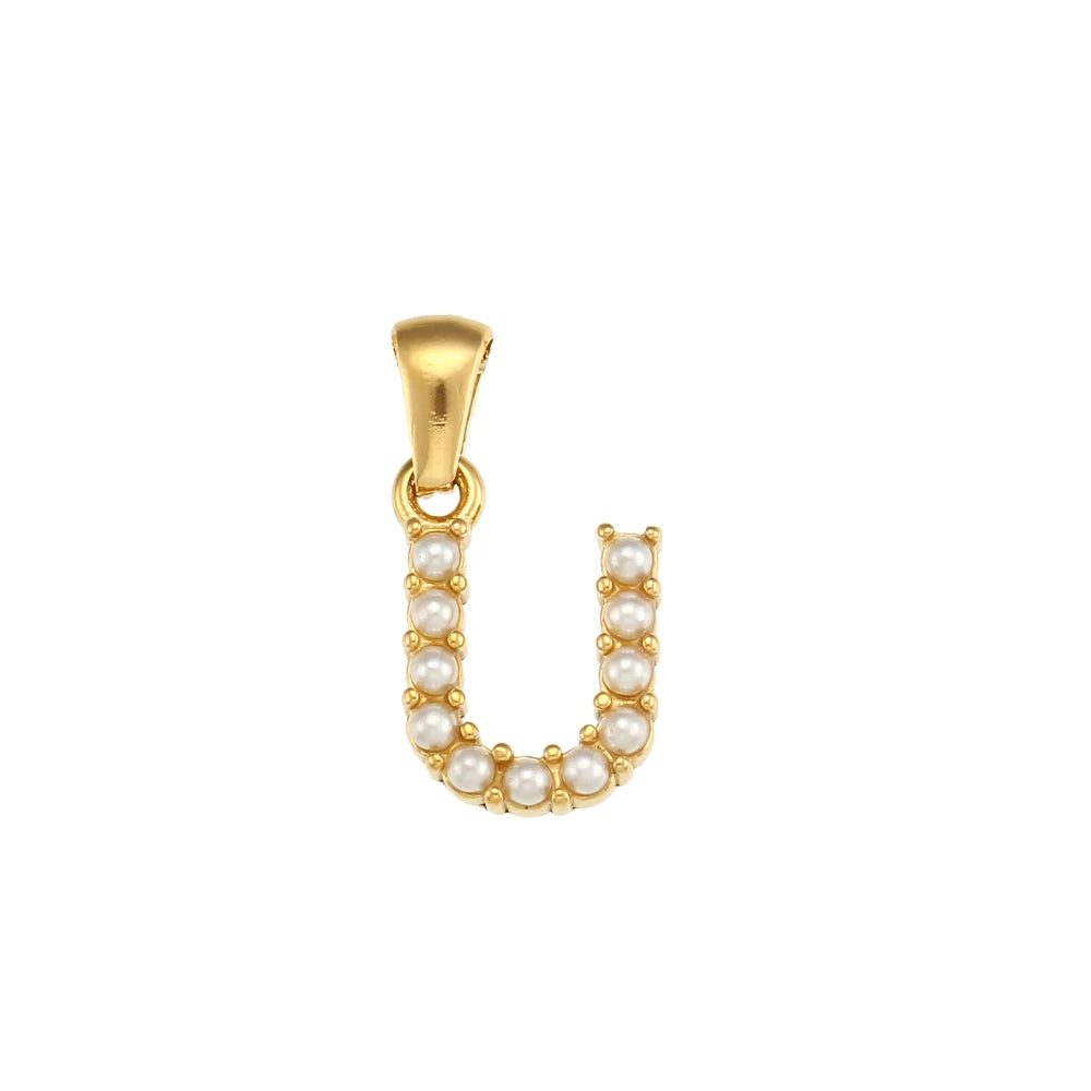 Collier Charm Zircon / Pearl Letter