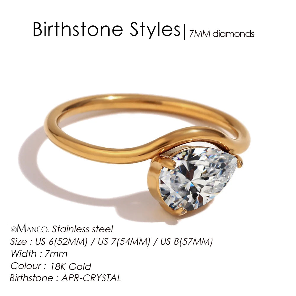 Drop Shaped Birthstone Ring