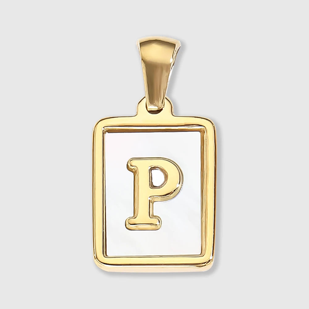 Shell Square Letter Charm