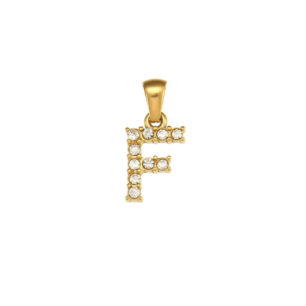 Collier Charm Zircon / Pearl Letter