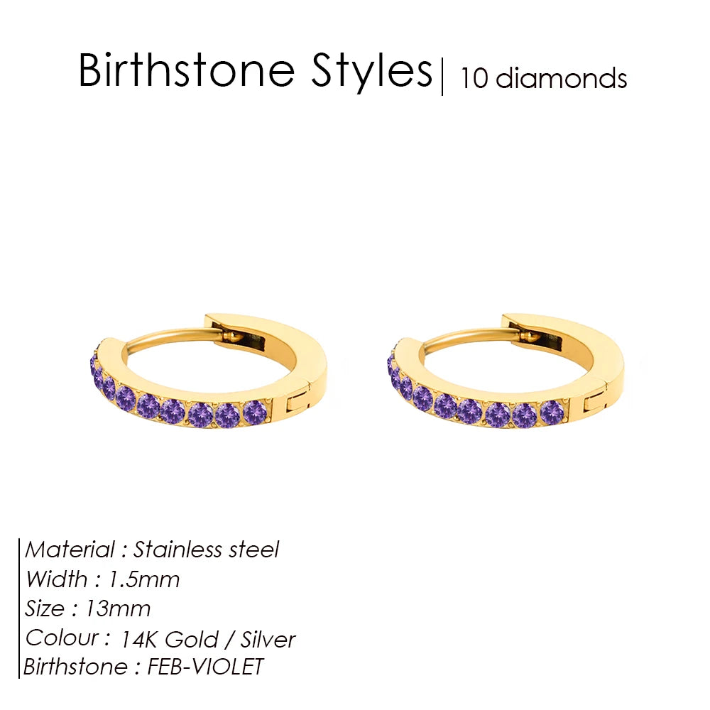 Shiny Minimalist Huggie Birthstone