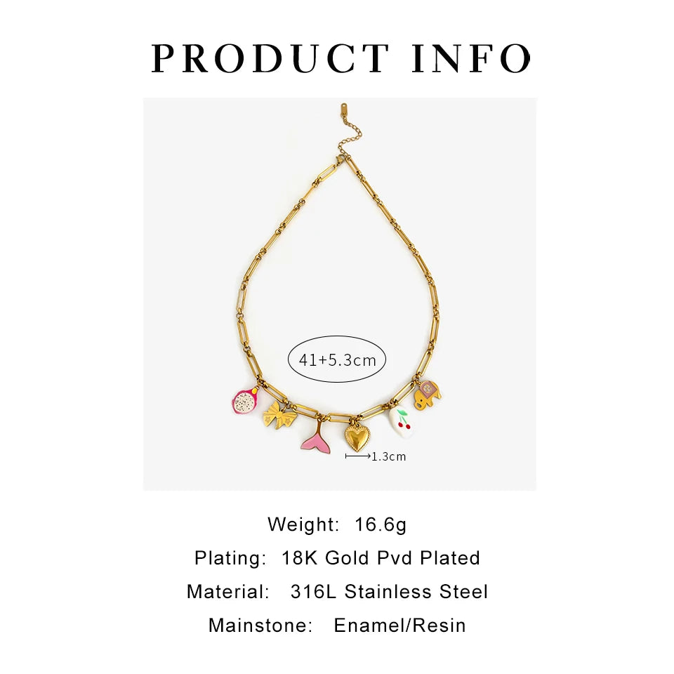 Cute Bow Elephant Fish Charm Kette