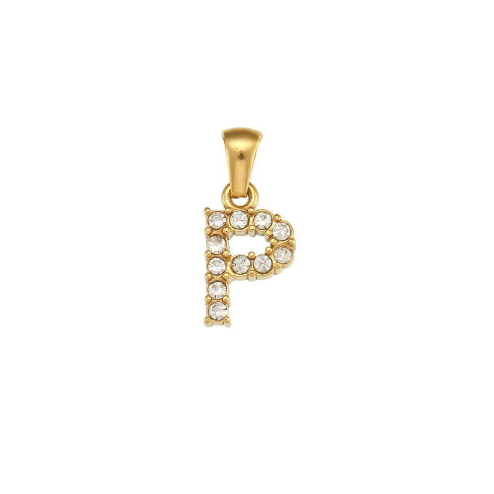 Collier Charm Zircon / Pearl Letter