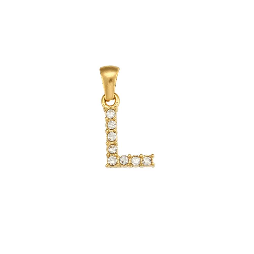Collier Charm Zircon / Pearl Letter