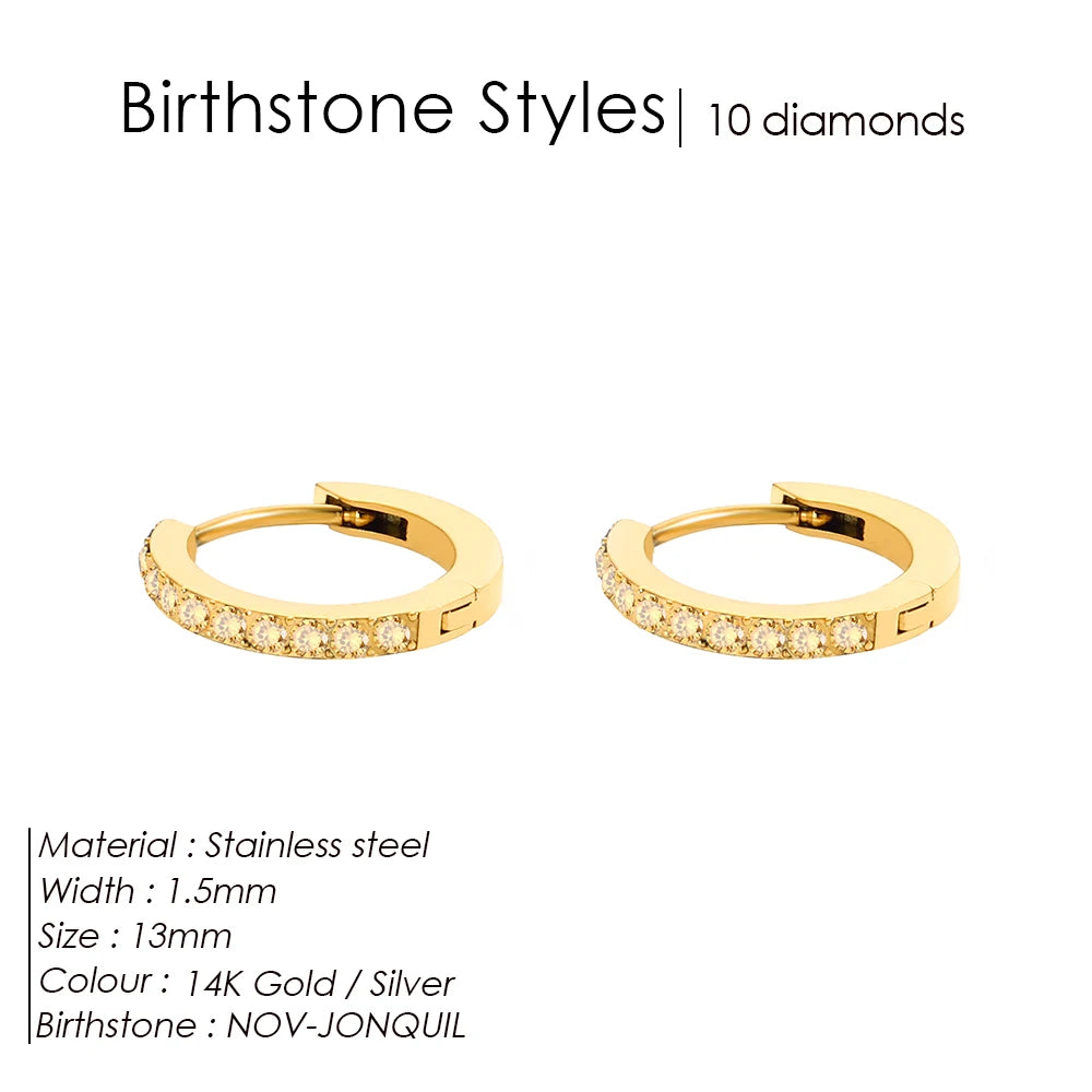 Shiny Minimalist Huggie Birthstone