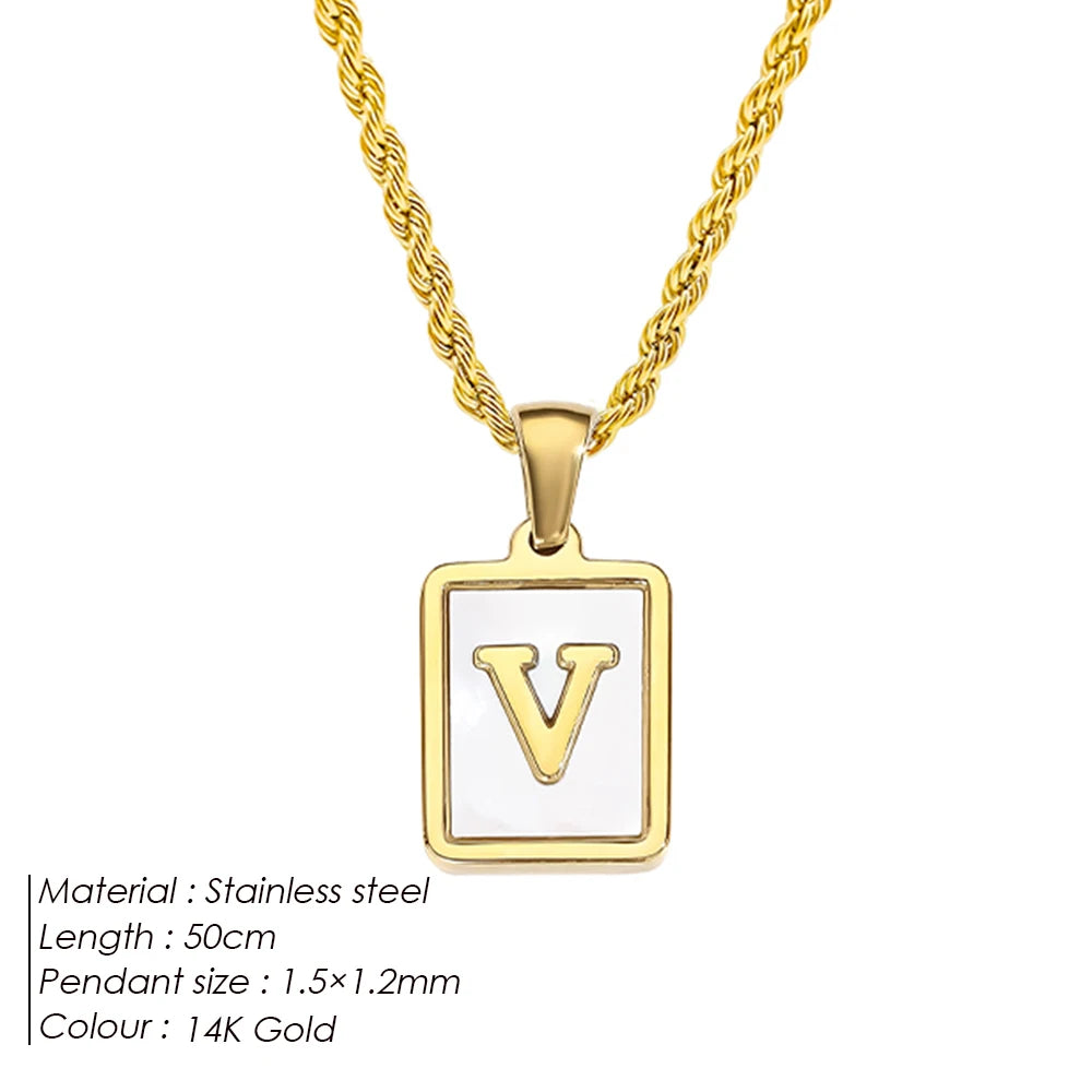 Rope Chain White Shell Uppercase Initials