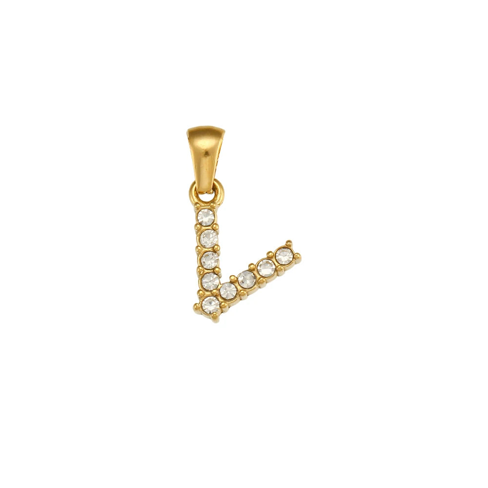 Collier Charm Zircon / Pearl Letter