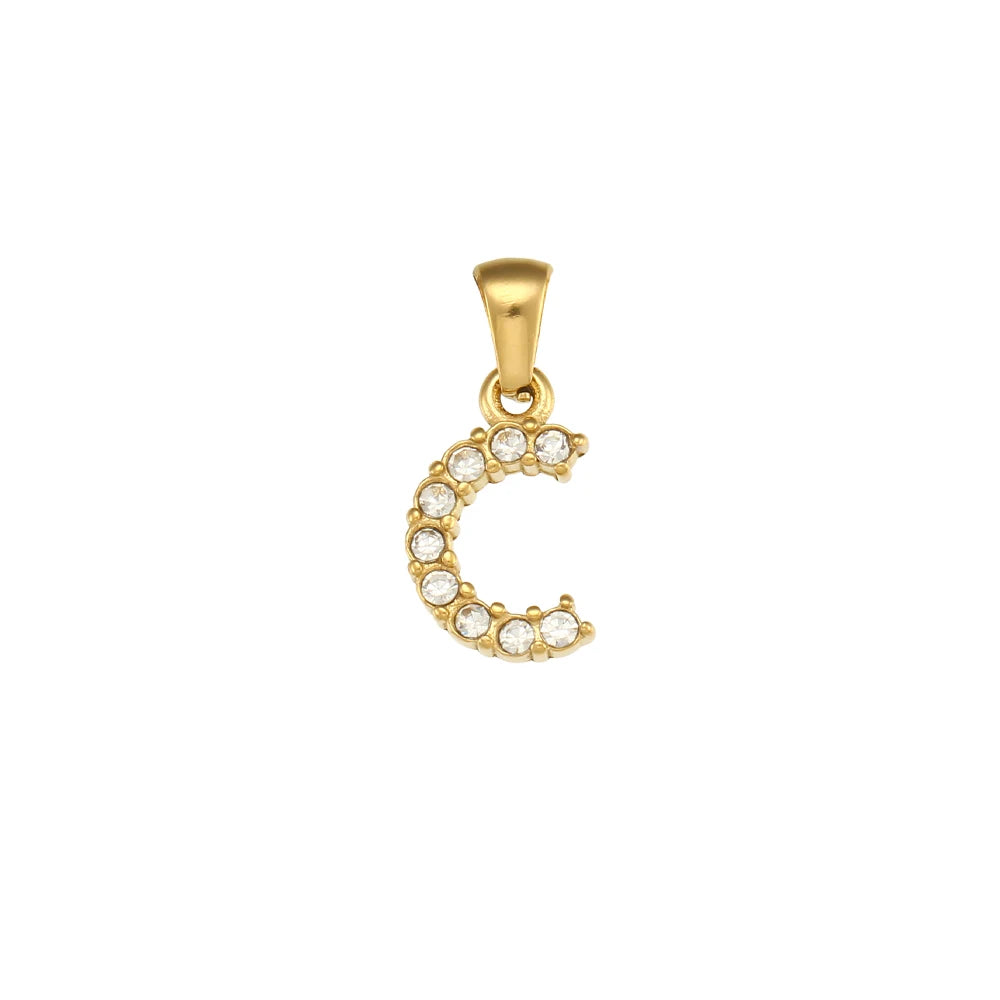 Collier Charm Zircon / Pearl Letter