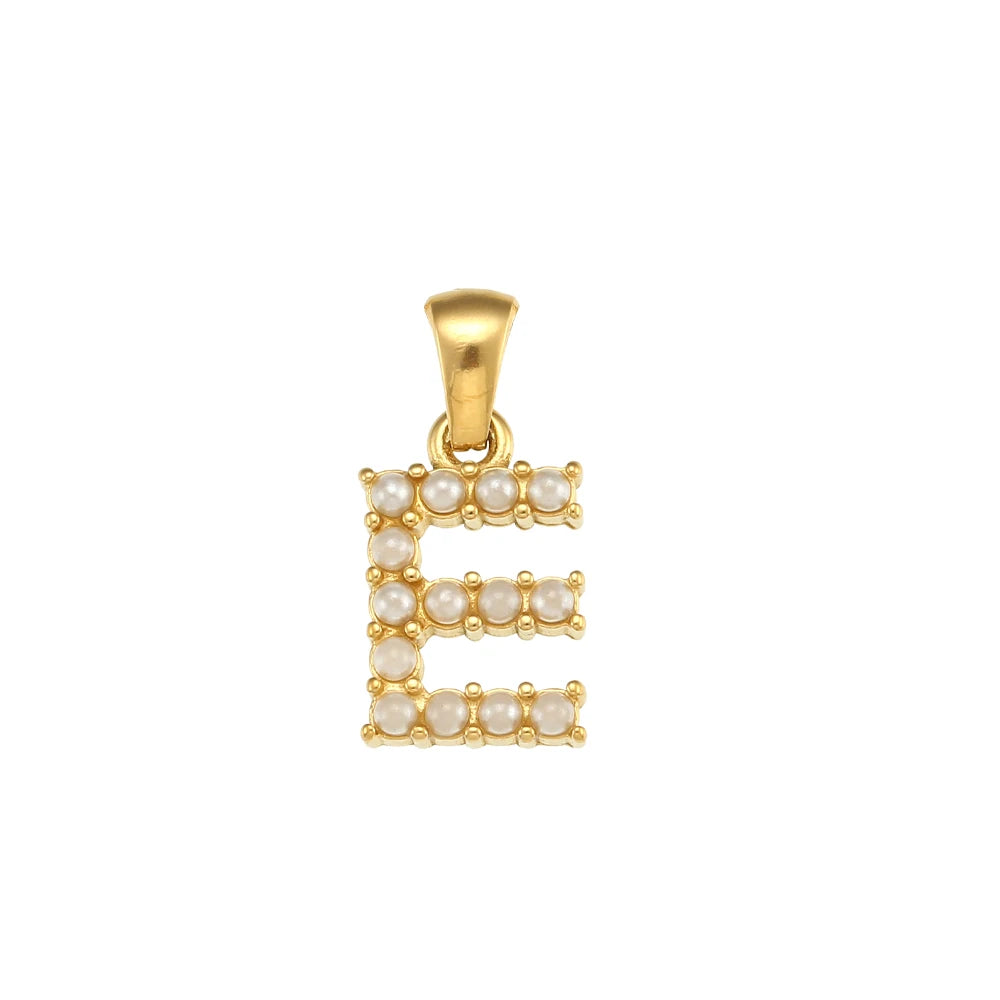 Collier Charm Zircon / Pearl Letter