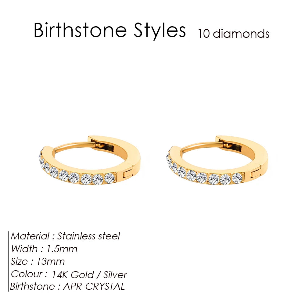 Shiny Minimalist Huggie Birthstone