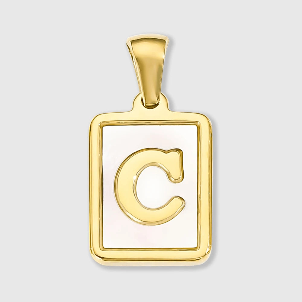Shell Square Letter Charm