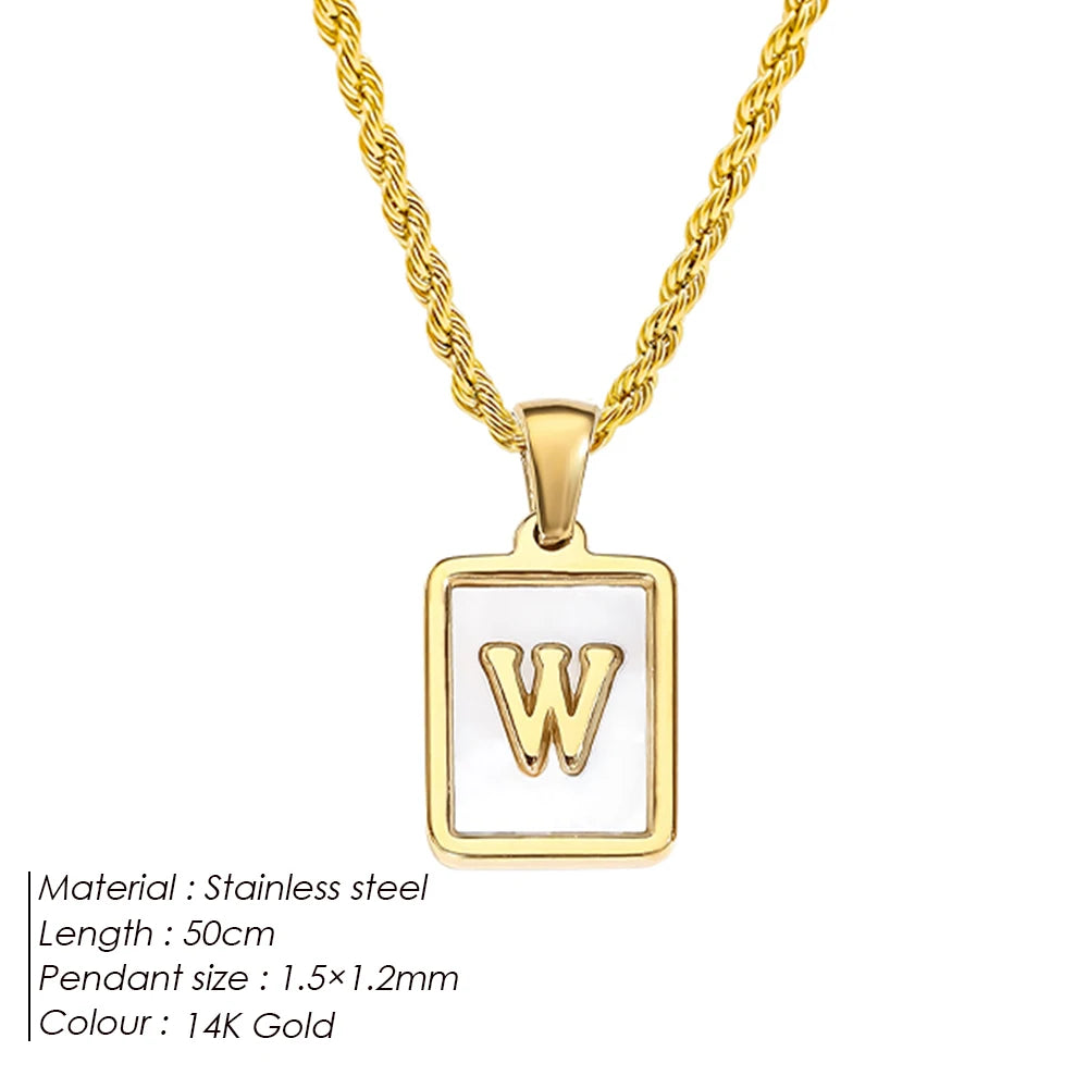 Rope Chain White Shell Uppercase Initials