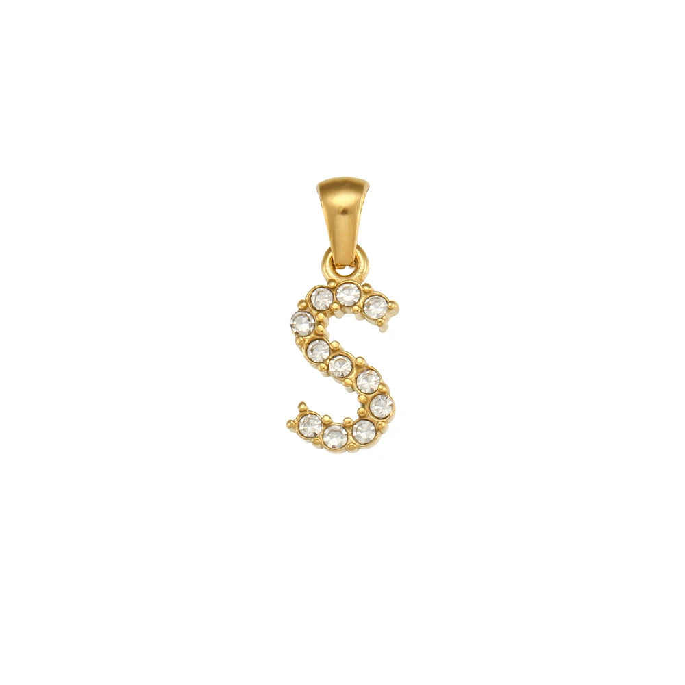 Collier Charm Zircon / Pearl Letter