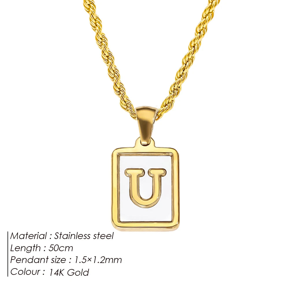 Rope Chain White Shell Uppercase Initials