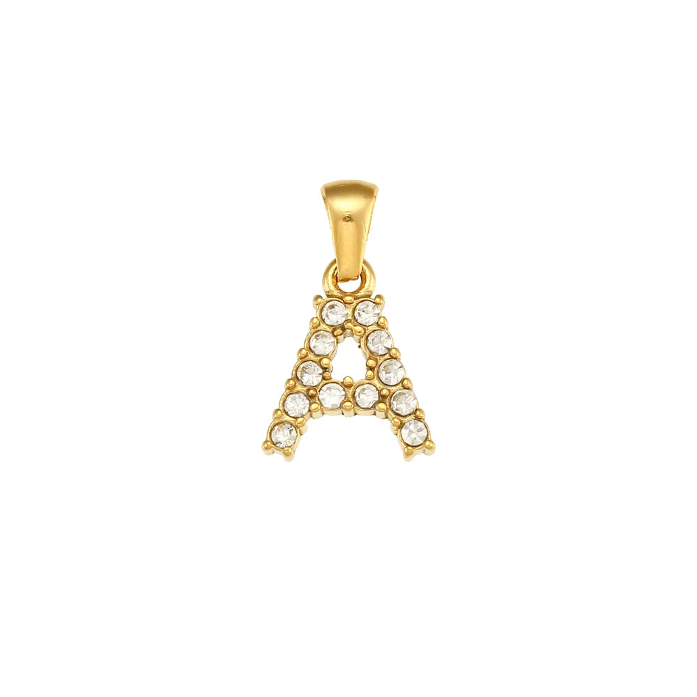 Collier Charm Zircon / Pearl Letter