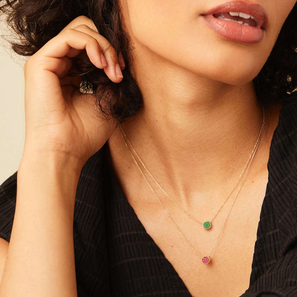 Birthstone Crystal Dot Kette