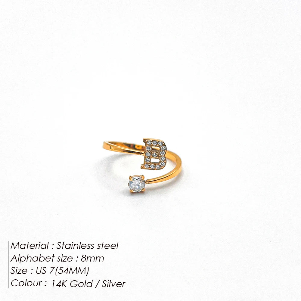 Shiny Letter Ring onesize