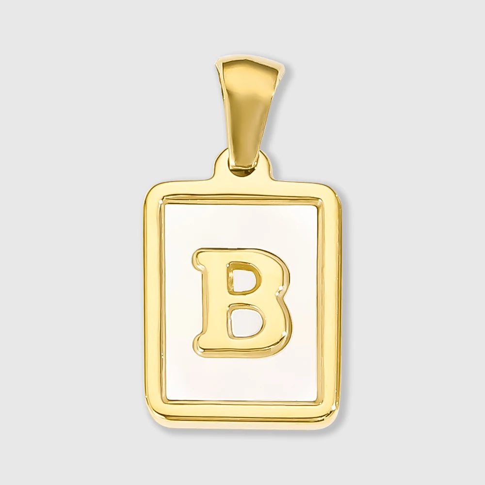Shell Square Letter Charm
