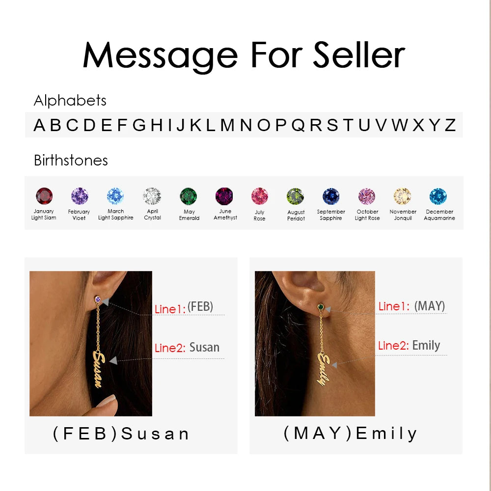 Custom Birthstone Name Ohrringe