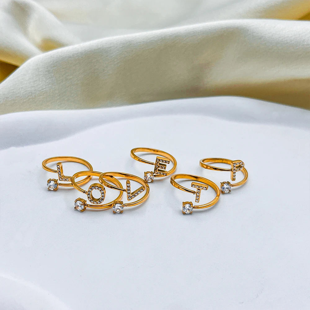 Shiny Letter Ring onesize