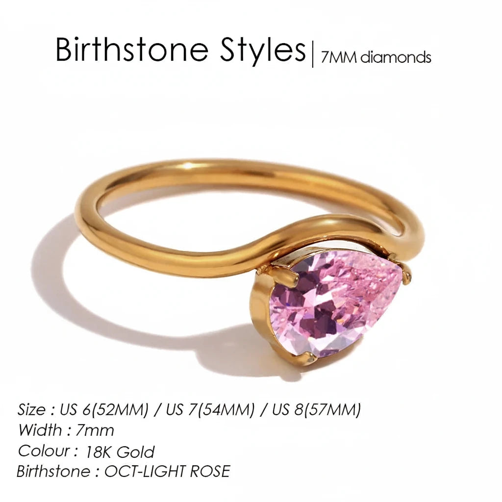 Drop Shaped Birthstone Ring