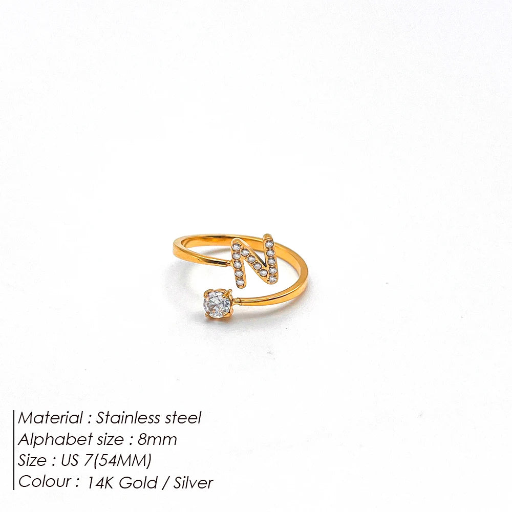 Shiny Letter Ring onesize