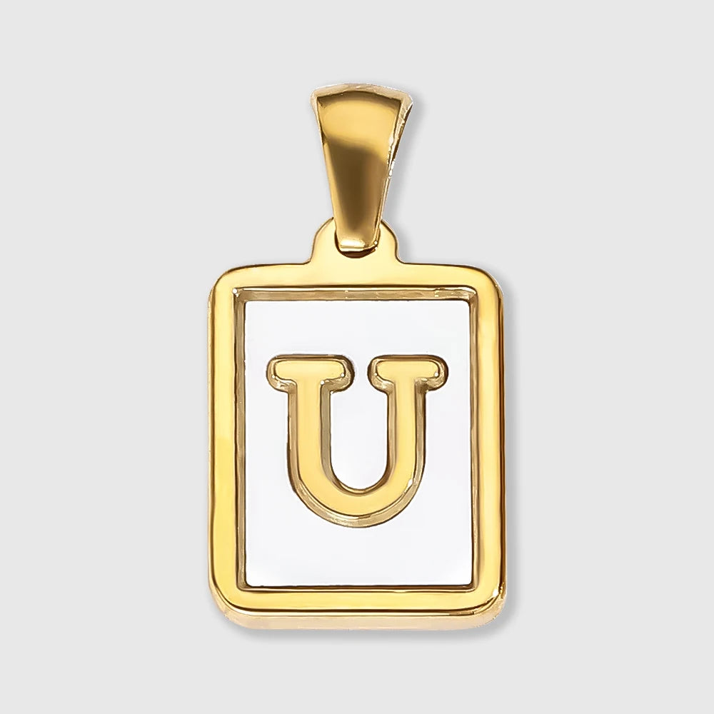 Shell Square Letter Charm