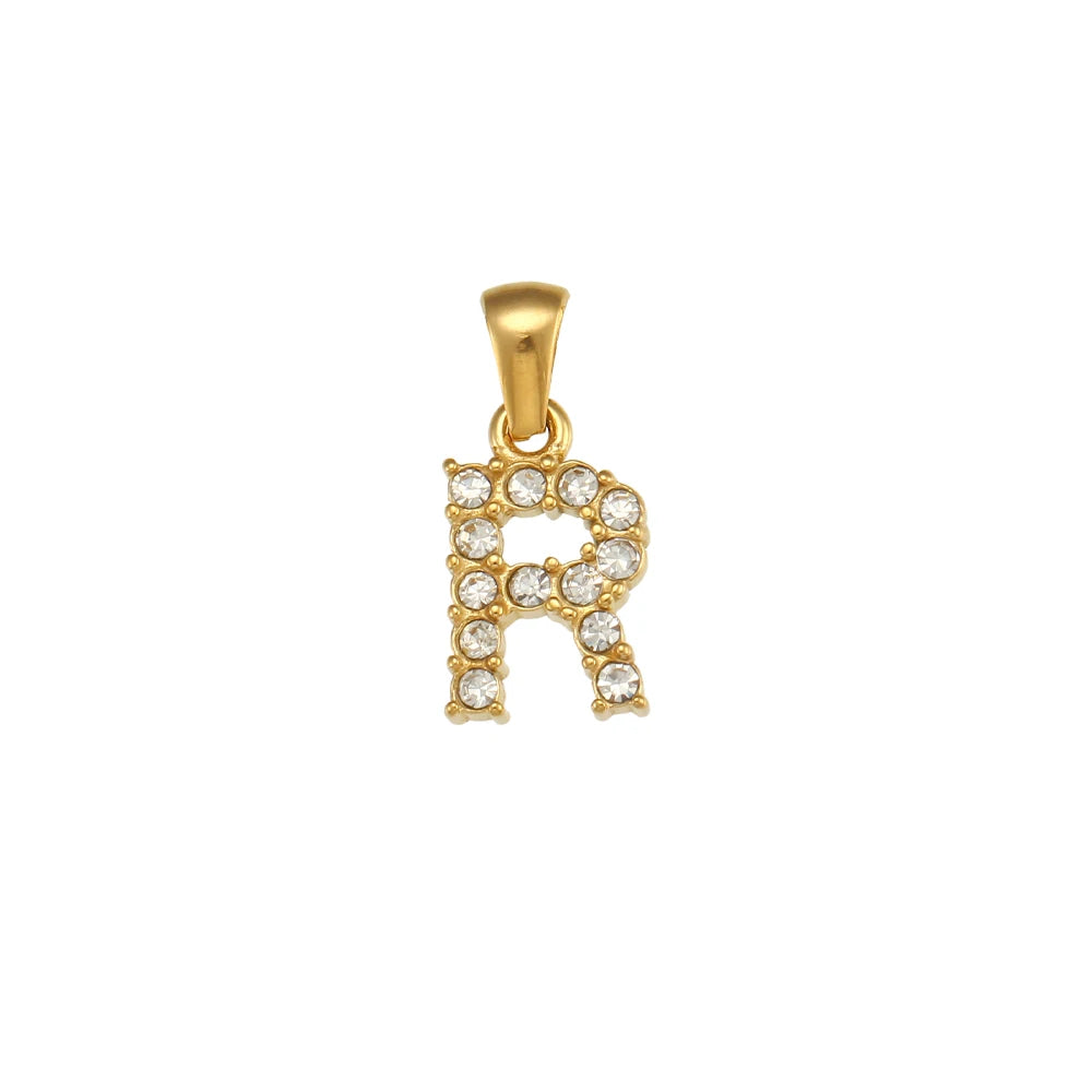 Collier Charm Zircon / Pearl Letter