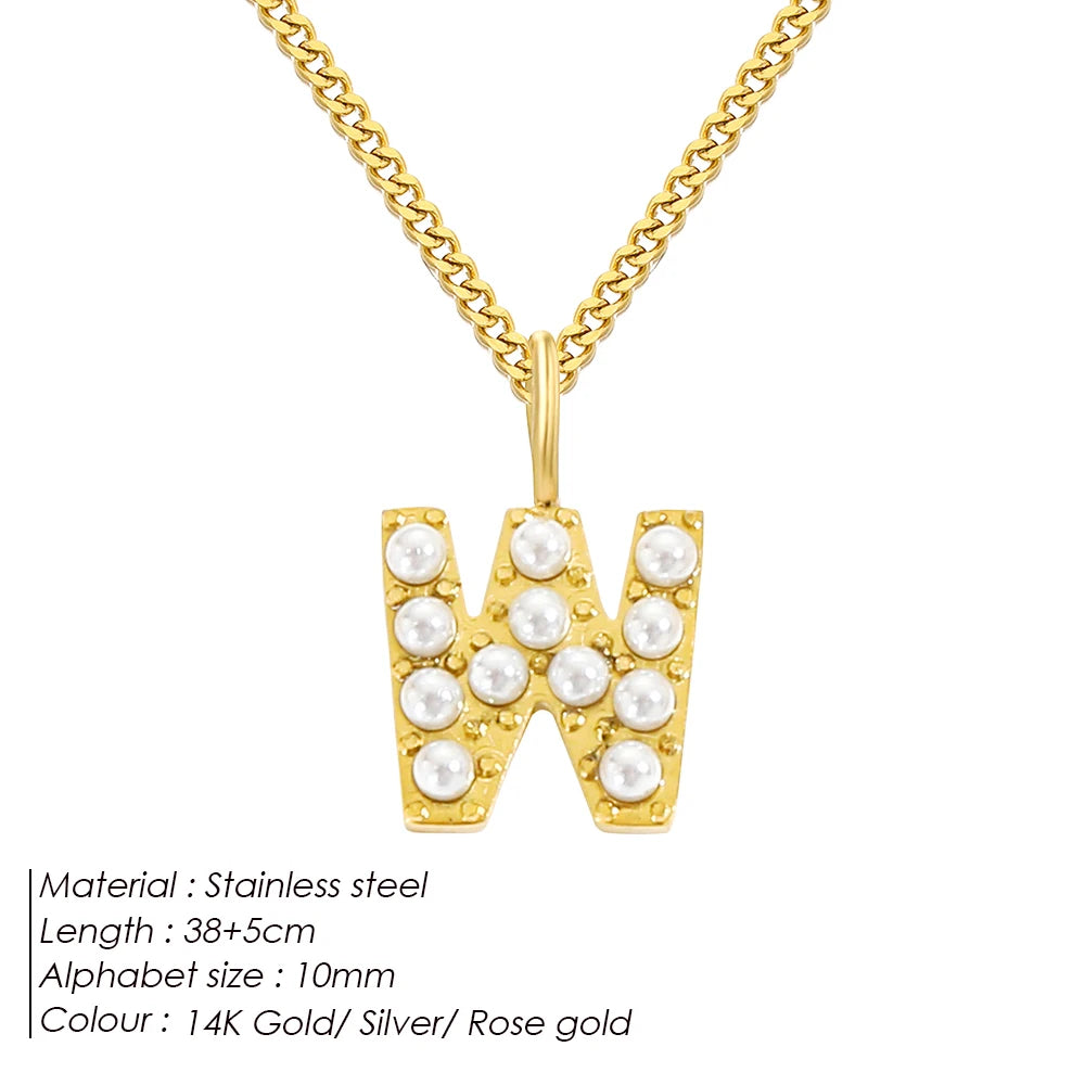 vegan Letter Pearl Charm Kette