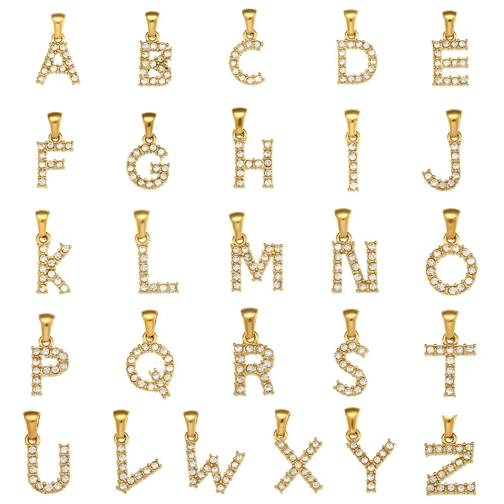 Collier Charm Zircon / Pearl Letter