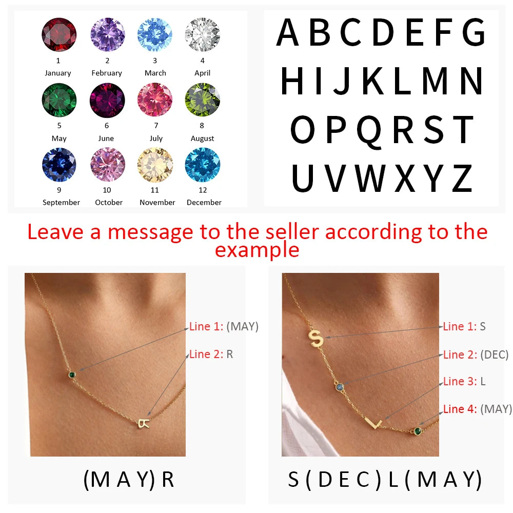 Side Ways Letter Birthstone Kette